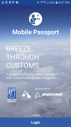 Mobile Passport Login screenshot