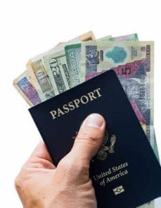 passport and various currency